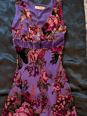 Vintage 90's Blunauta Italy Velvet Burnout Dress Size Small With Silk Underlay